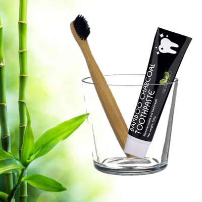 Bambusz faszén fogkefe és fogkrém csomag
