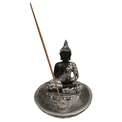 Füstölő tartó ülő ezüst Buddha
