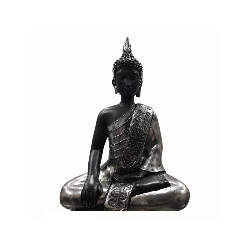 Buddha szobor fekete-ezüst