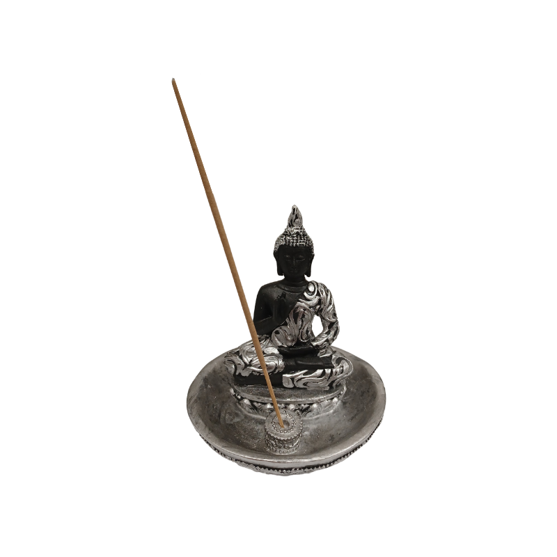 Füstölő tartó ülő ezüst Buddha
