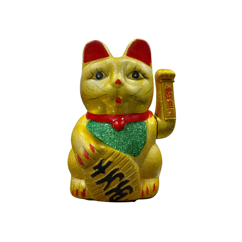 Integető macska arany festett